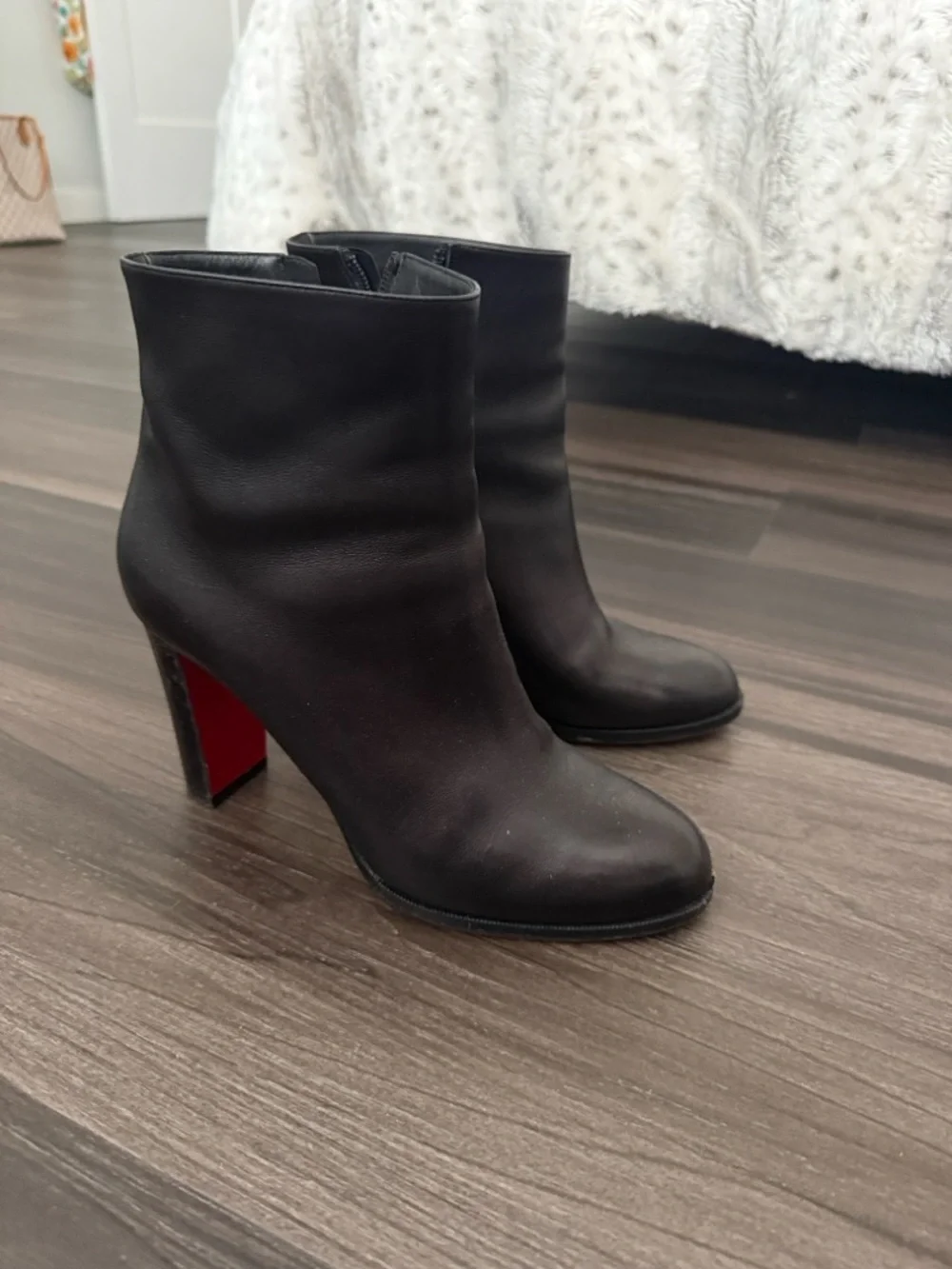 Christian Louboutin Black Leather Heeled Boots size 41 - Picture 10 of 14